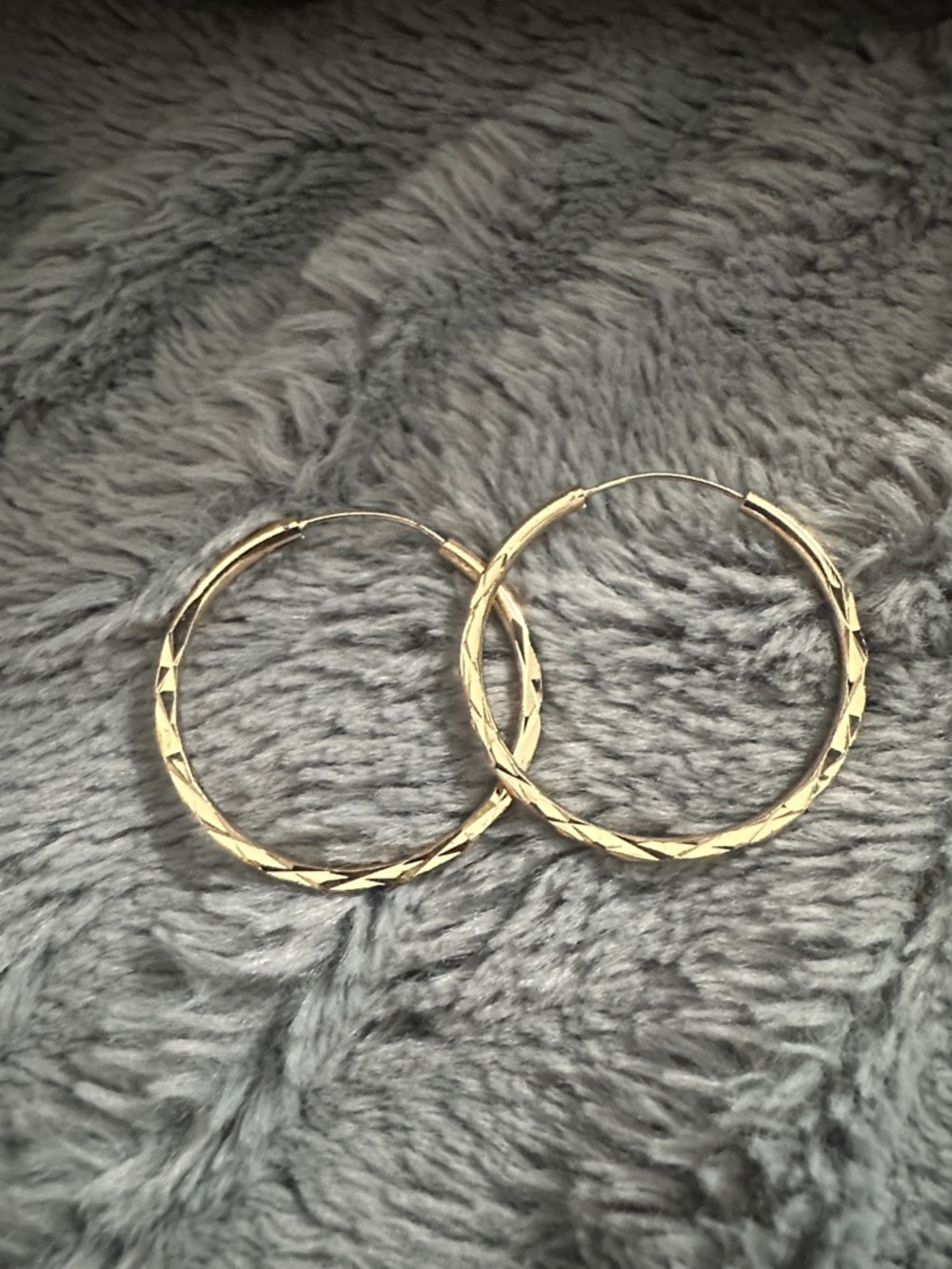 Classic Textured Gold Hoop Earrings - Women Jewelry